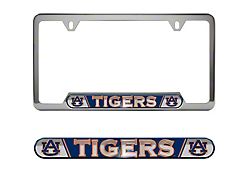 Embossed License Plate Frame with Auburn University Logo; Blue (Universal; Some Adaptation May Be Required)