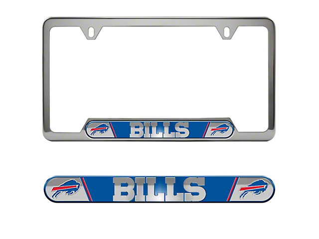 Embossed License Plate Frame with Buffalo Bills Logo; Blue (Universal; Some Adaptation May Be Required)