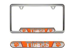 Embossed License Plate Frame with Clemson University Logo; Orange (Universal; Some Adaptation May Be Required)