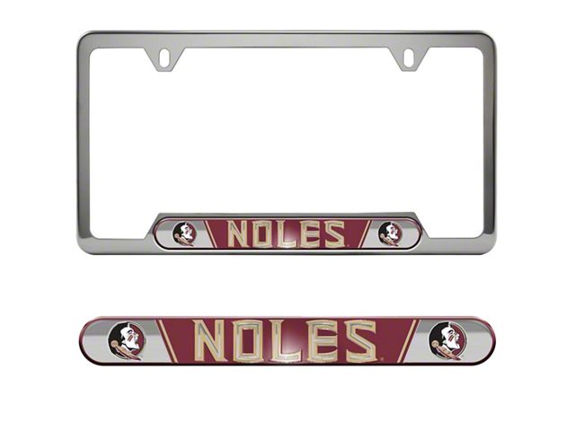 Embossed License Plate Frame with Florida State University Logo; Garnet (Universal; Some Adaptation May Be Required)