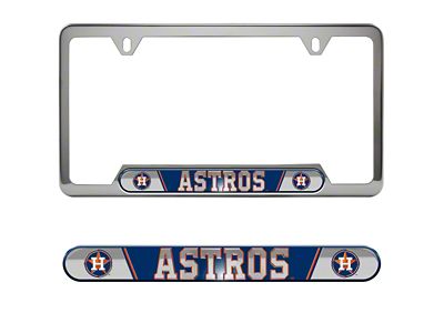 Embossed License Plate Frame with Houston Astros Logo; Blue (Universal; Some Adaptation May Be Required)