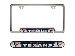 Embossed License Plate Frame with Houston Texans Logo; Blue (Universal; Some Adaptation May Be Required)