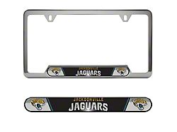 Embossed License Plate Frame with Jacksonville Jaguars Logo; Black (Universal; Some Adaptation May Be Required)