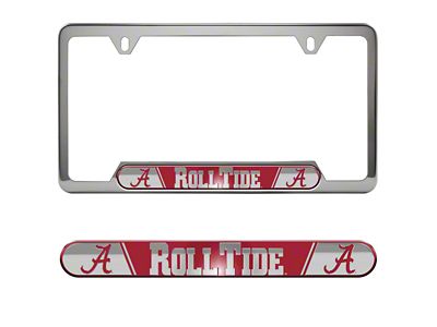 Embossed License Plate Frame with University of Alabama Logo; Red (Universal; Some Adaptation May Be Required)