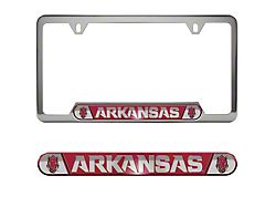 Embossed License Plate Frame with University of Arkansas Logo; Cardinal (Universal; Some Adaptation May Be Required)