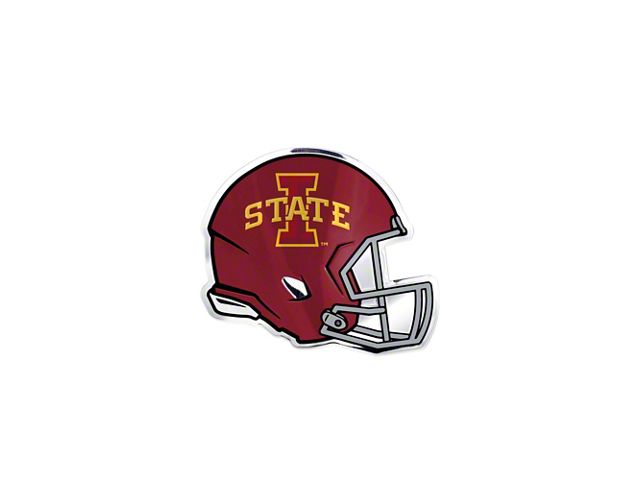 Iowa State University Embossed Helmet Emblem; Red and Yellow (Universal; Some Adaptation May Be Required)