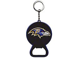 Keychain Bottle Opener with Baltimore Ravens Logo; Purple and Black