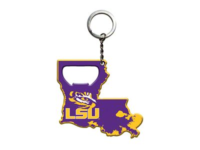 Keychain Bottle Opener with LSU Logo; Purple