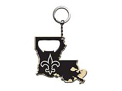 Keychain Bottle Opener with New Orleans Saints Logo; Black