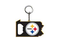 Keychain Bottle Opener with Pittsburgh Steelers Logo; Black