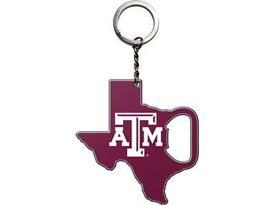 Keychain Bottle Opener with Texas A&M University Logo; Red