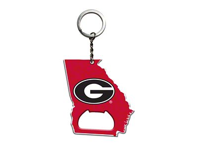 Keychain Bottle Opener with University of Georgia Logo; Red