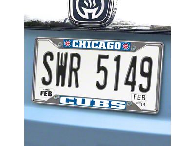 License Plate Frame with Chicago Cubs Logo; Blue (Universal; Some Adaptation May Be Required)