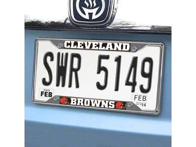 License Plate Frame with Cleveland Browns Logo; Orange (Universal; Some Adaptation May Be Required)