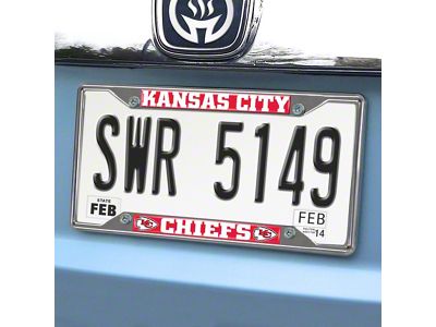 License Plate Frame with Kansas City Chiefs Logo; Red (Universal; Some Adaptation May Be Required)