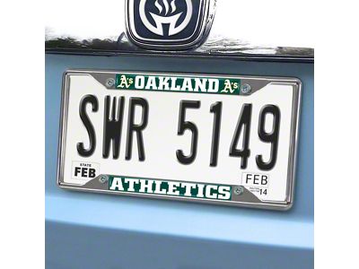 License Plate Frame with Oakland Athletics Logo; Green (Universal; Some Adaptation May Be Required)
