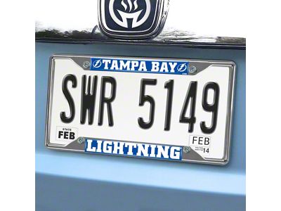 License Plate Frame with Tampa Bay Lightning Logo; Royal (Universal; Some Adaptation May Be Required)