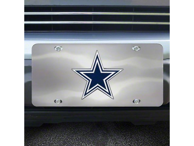 License Plate with Dallas Cowboys Logo; Stainless Steel (Universal; Some Adaptation May Be Required)