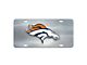 License Plate with Denver Broncos Logo; Stainless Steel (Universal; Some Adaptation May Be Required)