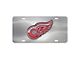 License Plate with Detroit Red Wings Logo; Stainless Steel (Universal; Some Adaptation May Be Required)