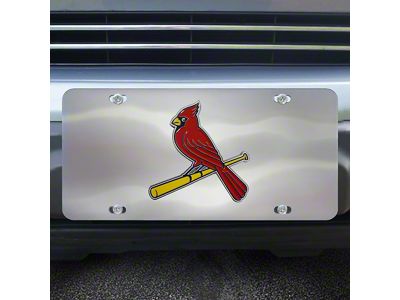 License Plate with St. Louis Cardinals Logo; Stainless Steel (Universal; Some Adaptation May Be Required)