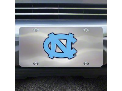License Plate with University of North Carolina Logo; Stainless Steel (Universal; Some Adaptation May Be Required)