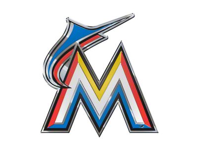 Miami Marlins Embossed Emblem; Blue, Orange and Yellow (Universal; Some Adaptation May Be Required)