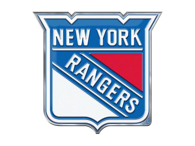 New York Rangers Embossed Emblem; Blue and Red (Universal; Some Adaptation May Be Required)