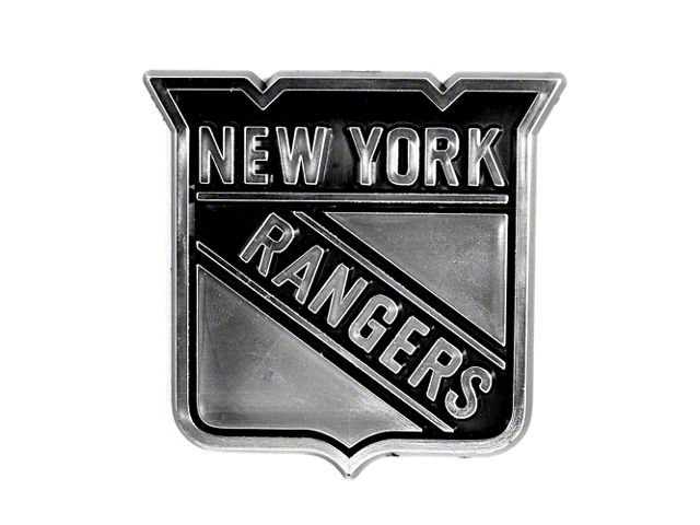 New York Rangers Molded Emblem; Chrome (Universal; Some Adaptation May Be Required)