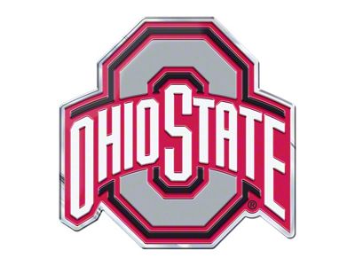 Ohio State University Embossed Emblem; Red (Universal; Some Adaptation May Be Required)