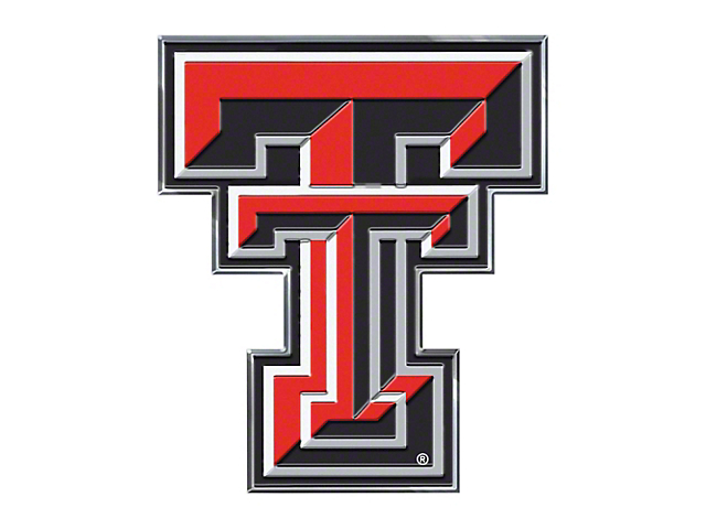 Texas Tech University Embossed Emblem; Red and Black (Universal; Some Adaptation May Be Required)