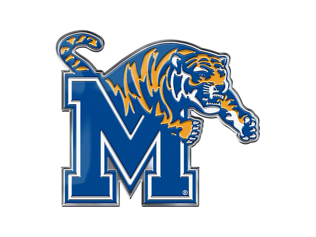 University of Memphis Embossed Emblem; Blue and Orange (Universal; Some Adaptation May Be Required)