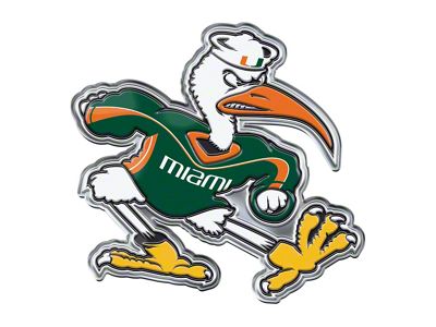 University of Miami Embossed Emblem; Green and Orange (Universal; Some Adaptation May Be Required)