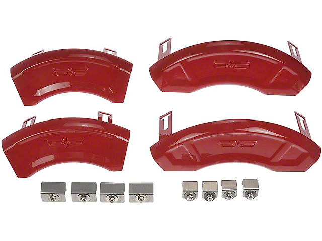 Red Aesthetic Caliper Covers; Front and Rear (11-22 Challenger w/ Dual Piston Front Calipers)
