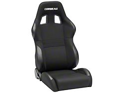 Corbeau A4 Racing Seats with Double Locking Seat Brackets; Black Cloth (15-22 Mustang)