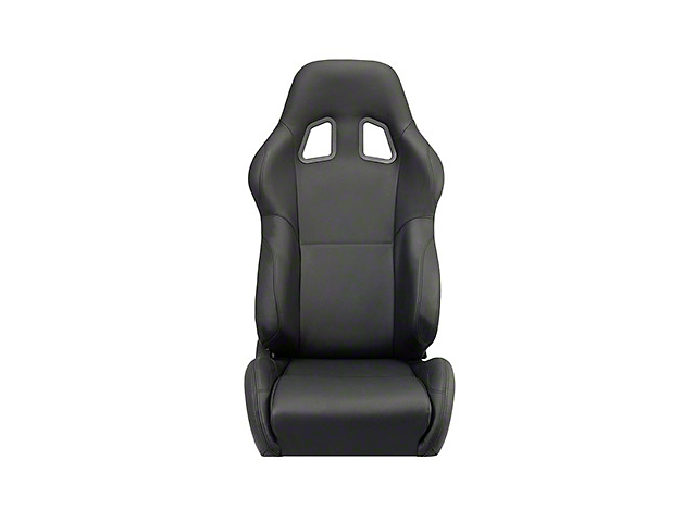 Corbeau A4 Racing Seats with Double Locking Seat Brackets; Black Leather (79-93 Mustang)