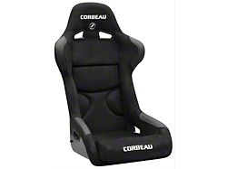 Corbeau FX1 Pro Racing Seats with Double Locking Seat Brackets; Black Suede (15-22 Mustang)