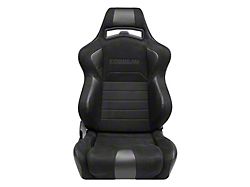 Corbeau LG1 Racing Seats with Double Locking Seat Brackets; Black Suede (79-93 Mustang)