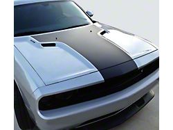 Solid Style T-Hood Stripes; Gloss Black (15-18 Challenger)