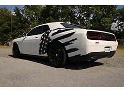 Tattered American Flag Body Graphic; Driver Side; Gloss White (08-22 Challenger)