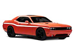 Mopar Licensed by SEC10 Lowerbelt Line Stripes with Challenger Script Logo; White (08-13 Challenger)