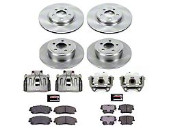 PowerStop OE Replacement Brake Rotor, Pad and Caliper Kit; Front and Rear (12-23 V6 Charger w/ Single Piston Front Calipers)