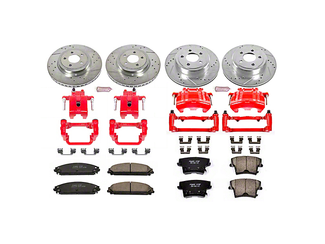 PowerStop Z23 Evolution Sport Brake Rotor, Pad and Caliper Kit; Front and Rear (12-23 Challenger GT, R/T, T/A; 12-23 Challenger SXT w/ Dual Piston Front Calipers)