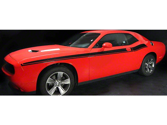 New R/T Style Side Stripes; Gloss Black (19-23 Challenger)