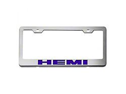 Stainless Steel HEMI License Plate Frame; Purple Carbon Fiber (Universal; Some Adaptation May Be Required)