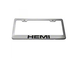 Stainless Steel HEMI License Plate Frame; Solid Black (Universal; Some Adaptation May Be Required)