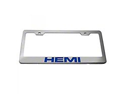 Stainless Steel HEMI License Plate Frame; Solid Dark Blue (Universal; Some Adaptation May Be Required)