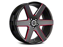 Strada Coda Gloss Black with Candy Red Milled Wheel; 20x8.5 (08-22 RWD Challenger, Excluding Widebody)