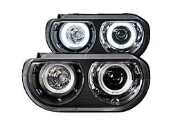 CCFL Dual Projector Headlights; Black Housing; Clear Lens (08-14 Challenger w/ Factory HID Headlights)