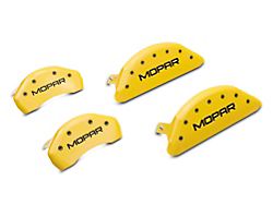 MGP Yellow Caliper Covers with MOPAR Logo; Front and Rear (11-22 Challenger R/T; 2014 Challenger Rallye Redline; 17-22 Challenger GT, T/A; 12-22 Challenger SXT w/ Dual Piston Front Calipers)